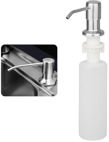 Linkstyle Seifenspender Spüle Schwarz, Seifenspender Einbau 300 ml, Edelstahl Küche Spülmittelspender, Geschirrspülmittel Spender, Seifenspender Spülbecken