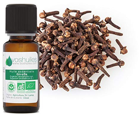 Voshuiles - Huile Essentielle Girofle Bio 5ml - Parfum Chaud et Réconfortant - Réputée pour ses Nombreuses Vertus - Huiles Essentielles de Qualité - 100% Pure et Naturelle - HEBBD et Certifiée ECOCERT
