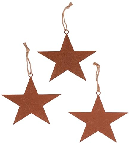 UNUS Gartenfigur Weihnachten Stern, 3X Weihnachtsstern, zum Aufhängen im Garten, 19,5x15,5cm, Gartendeko Rostoptik, Rost Deko wetterfest für Garten, Terrasse, Balkon oder Zuhause