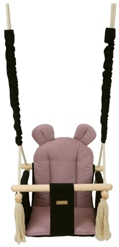 Kinderschaukel Babyschaukel Indoor-Schaukel Hängeschaukel Sitzschaukel Hängesitz (Muster: schwarz, rosa)