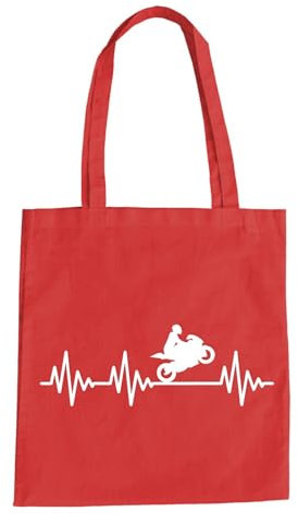 Herzschlag Motorrad Baumwolltasche - Ekg Wheelie Motorcycle Hochstarter Tuning Rot