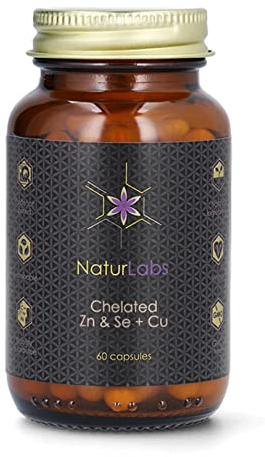 NaturLabs® Chelatiertes Selen & Zink + Kupfer · Hohe Aufnahmefähigkeit · natürlich & vegan · Chelat Bindungen · 60 Kapseln Hochdosiert Zn & Se + Cu · GMO-frei