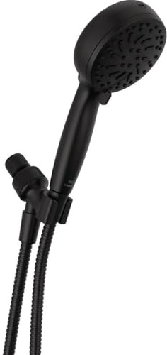 Delta Faucet ProClean Matte Black Shower Head with Handheld, Showerhead with High Pressure Spray, Handheld Shower Head, 6 Spray Settings, Matte Black 75740BL