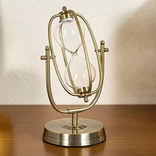 BOSUGE, Sanduhr-Timer，Leere Sanduhr，Selbstladender Sand bestimmt die Sanduhrzeit，Messingfarbenes Metall 360° drehbare große antike Sanduhr Kreatives Spielzeug Büro Wohnkultur Geschenke (Color : -, S