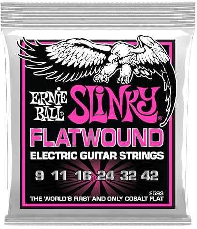 Ernie Ball Corde Super Slinky Flatwound per chitarra elettrica, Scalatura 9-42