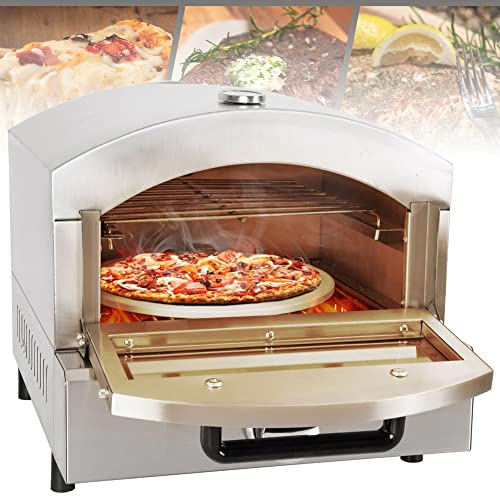 Forno per Pizza Elettrico Commerciale da 12 Pollici, Forno per Pizza da Esterno Portatile da 1800 W con Termometro Incorporato, Forno per Tostapane con Cassetto per Pizza Singolo/Doppio per Tostapane