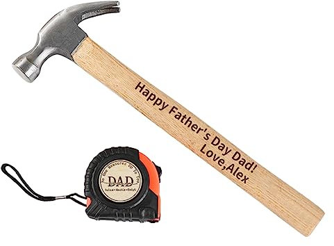 Set di martelli per metro a nastro personalizzato per papà, set di martelli con manico in legno, kit di attrezzi per la festa del papà, regali per marito, papà, nonno, falegname, regali