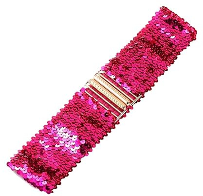 Paljettbälte för kvinnor paljetttrim midja band bälte vintage glitterbälte stretch mode midjebälte personlighet metallisk klänning bälte elastiskt bälte spänne stil stretchigt bälte