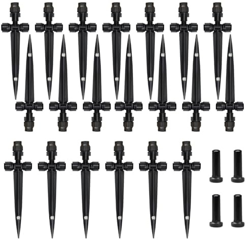 HOINCO Drip Irrigation Emitters für 1/4 Zoll Schlauch,für Gärten | Tropfbewässerung Sprinkler mit 360 Grad einstellbarem Wasserfluss Tropfbewässerung Teile für Bewässerung Kit