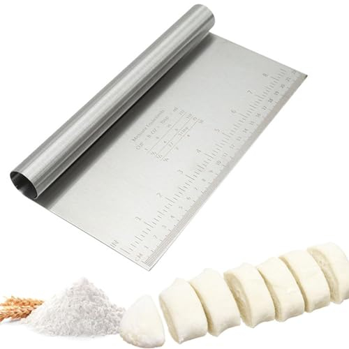 HZAOPZE 1 pcs Coupe pâte de Boulanger en Acier Inoxydable，Coupe-pâte avec des écailles/Grattoir à Pâtisserie/Grattoir à pâte/Couteau à Pâtisserie en Acier Inoxydable Ustensile de Cuisine, 22 * 12cm