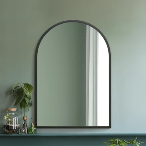 The Arcus - Black Metal Framed Arched Wall Mirror 39 X 27 (100CM X 70CM). Suitable for Inside and Outside!…