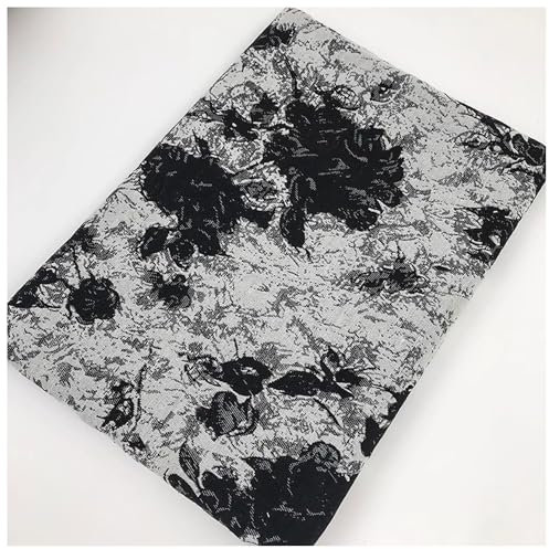 Stoff Meterware Ink Rose Dekostoff Vintage-Stil Material Kunst, Dekostoff für Polsterung und Wohnakzente, Schwarz, 145 cm x 100 cm
