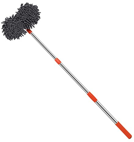 Cepillo de microfibra de dos cabezales para lavado de coche, cepillo de lavado de coche, mango largo, cepillo giratorio para lavado de coche, herramientas de limpieza telescópica, cepillo de coche
