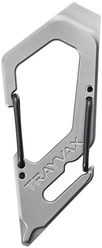 Trayvax Talon Carabiner Clip Multi-Tool, S35VN Stainless Steel Quick Release Keychain Multitool with Bottle Opener and Screwdrivers, Silver
