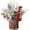 Pièce centrale de Noël, décoration de table de Noël, arbre de Noël artificiel avec baie rouge, pignons de pin ＆ verdure, centres de table de Noël bricolage pour cheminée de cheminée à la maison
