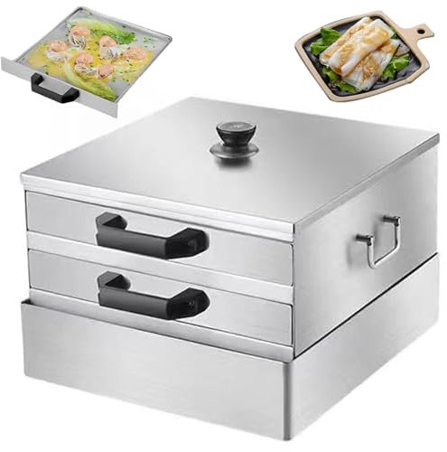 Vaporiera per Involtini di Riso, Macchina Elettrica per Rotoli di Riso a Vapore In 15 Secondi, Ricette di Cucina Cinese Macchina per Vermicelli a Vapore Multifunzionale per Uso Domestico con 2 Cassett