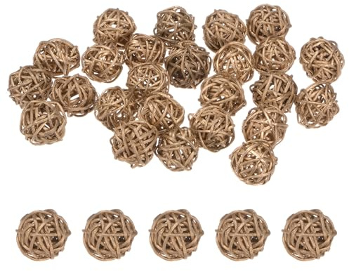 M METERXITY 25 Pcs Boules de Rotin en Osier 30mm Boules Décoratives en Rotin Orbes Remplisseurs de Vase pour Noël/Mariages/Thanksgiving/Bricolage/Décoration Intérieure [Doré]