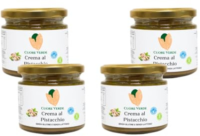 Cuore Verde- Crema Di Pistacchio Spalmabile GLUTEN FREE e VEGAN FRIENDLY Per Dolci Gelato Torta Pasticceria Crepes e tante altre Ricette Tipiche Di Bronte