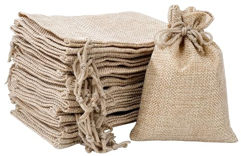Sacos de Yute con Cordón Bolsitas de Joyas, 20 Piezas Pequeña Bolsas de Regalo para Bodas, Fiestas, Bricolaje Manualidades, 13,5 x 10cm