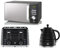 Swan Symphony Black 1.7L 3KW Kettle, 4 Slice Toaster & 700W 20L Microwave. Contemporary Matching Kitchen Set in Black High Gloss and Matt Finish SK31050BN / ST31054BN / SM22038LBN