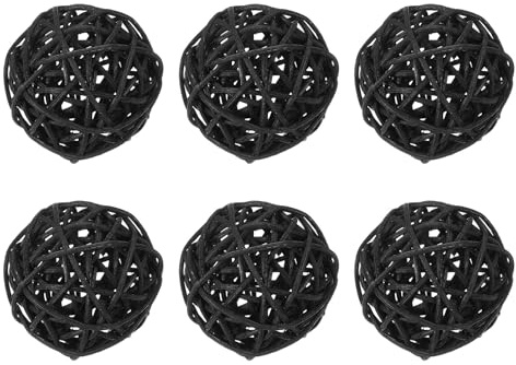 sourcing map 6 Pcs Wicker Rattan Balls 2.4 Inch Rattan Decorative Balls Vase Fillers for Wedding Party Centerpiece Bowls Home Decoration, Black