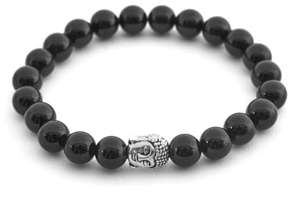 BERGERLIN Buddha Armband Damen Herren, Naturstein Edelstein, 8mm | Buddha Armband 8mm mit silbernem Charm: Edelstein Armband Damen & Herren, echt – vom deutschen Prüflabor bestätigt.