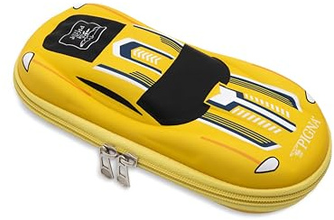 Pigna Astuccio Macchinina BBurago Giallo, Sagomato Rigido con Comparti Interni, Portapenne e Retina, Collezione Esclusiva BBurago x