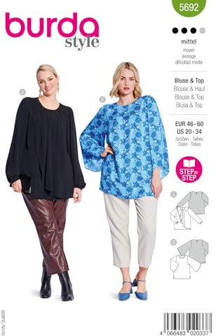burda style Schnittmuster Damen elegante Blusen #5692 Gr. 46-60