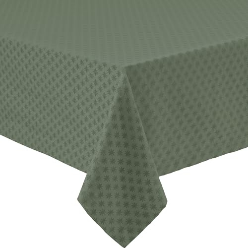 Erwin Müller Jacquard Tischdecke Denia Sterne Oliv Größe 150x350 cm - fleckabweisend, pflegeleicht und langlebig, für eine Festliche Stimmung