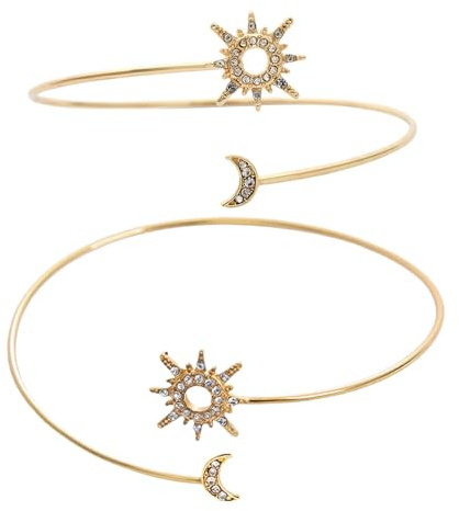 Healeved Bracciale per Donna da Braccio 2 Pezzi in Lega Oro Design Regolabile per Festa e Natale