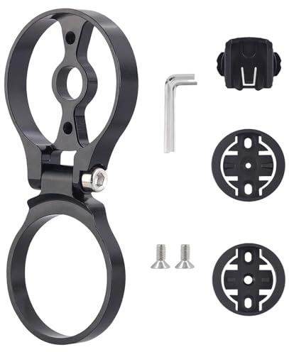 MYZWEL Supporto Garmin Manubrio in Lega di Alluminio, Attacco Tappo Serie Sterzo per Ciclocomputer Garmin Edge 530 840 1040, Wahoo Elemnt, Bryton, Staffa GPS Bici MTB e Bici da Corsa, Nero