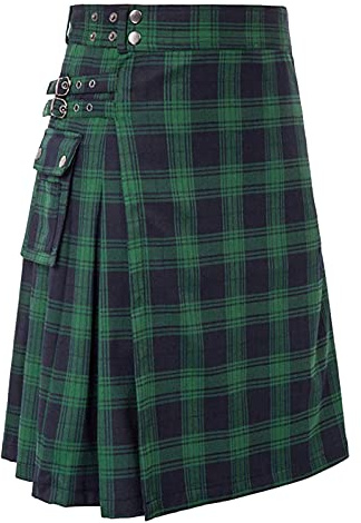 Générique Kilt Ecossais Homme Kilt Ecossais Jupe Homme Tartan Utility Kilts for Men Tartan Kilts avec Grandes Poches Cargo