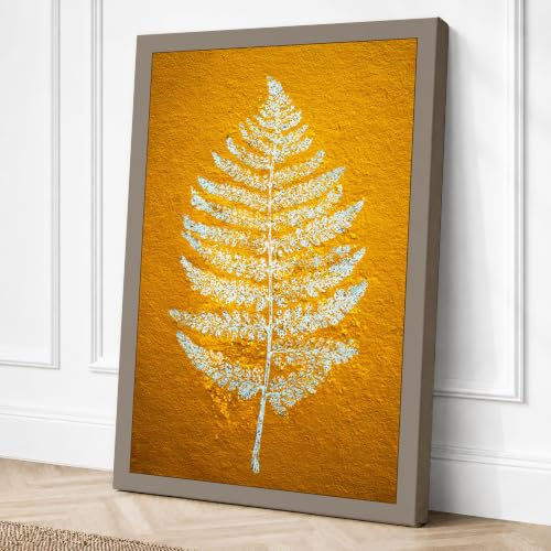 Golden Fern Botanical Canvas Wall Art Print 18x12 Inch | Ready to Hang, Gallery Wrapped, Fade-Resistant Inks, Securely Packaged, UK Made