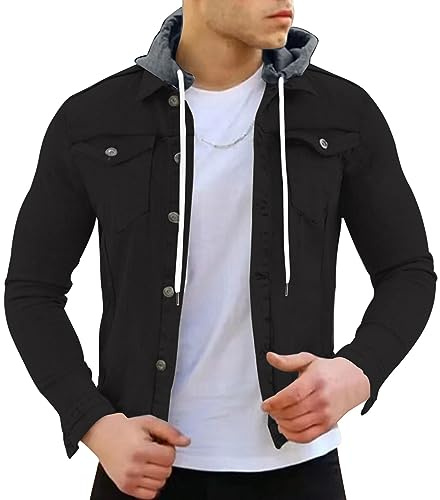 Herr vår fritid enfärgad spänne smal denim jacka rock topp blus