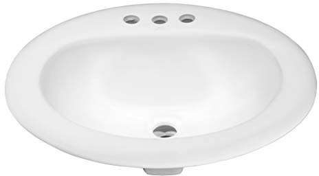 ANZZI Cadenza Modern Ceramic Drop-In Sink for Bathroom | 21 Inch Vitreous Polished White Vanity Oval Bowl Sink for Lavatory | 3 Faucet Holes Front Built in Overflow Porcelain Bathroom Sink | LS-AZ097