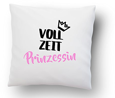 LIEBTASTISCH Kissen mit Spruch ''Vollzeit Prinzessin'' - Deko-Kissen - weiß 40cm x 40cm - Kissen-Hülle