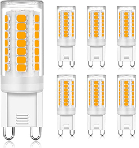 YUIIP G9 LED Light Bulb 4W Equivalent 40W Halogen Bulbs, G9 Ceramic Base, Warm White 3000K, 400LM Lamp, AC 120V CRI 83 for Home Lighting, Ceiling Fan, Chandelier, Non Dimmable (6 Pack)