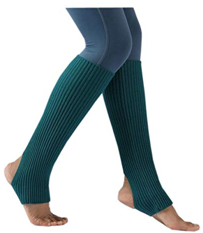 ACVIP Damen Winter Strickstulpen Ballett Stulpen Beinlinge Beinstulpen mit Fersenloch(Pfau grün)