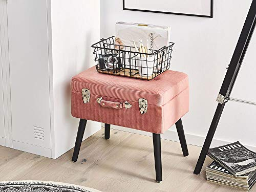 Moderner Hocker mit Stauraum rosa Cord Kofferhocker Mallard