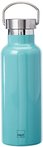 H&H Botella térmica de acero inoxidable 18/10 sin BPA, botella de agua reutilizable, para adultos y niños, termo de metal para bebidas calientes o frías con atractivo diseño, 500 ml, Verde