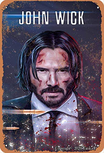 John Wick Filmposter Kunst Retro-Look Blechschild 20 x 30 cm Dekoration Handwerk Schild für Zuhause, Küche, Badezimmer, Bauernhof, Garten, Garage, inspirierende Zitate, Wanddekoration