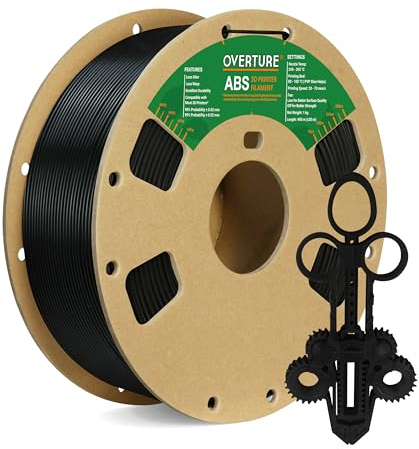 OVERTURE Filament ABS 1.75mm, 1kg Spule (2.2lbs), Maßgenauigkeit +/- 0.03 mm, für 3D-Drucker(Schwarz)