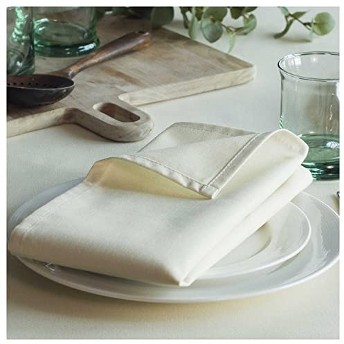 Organic Cotton Napkins - 4 Pack - 45 x 45 CM (18 x 18 IN) - Cream; Easy-Care Washable Reusable Heavyweight Fabric; Eco-Friendly Cloth Dinner Napkins for Dining Party/Everyday Use