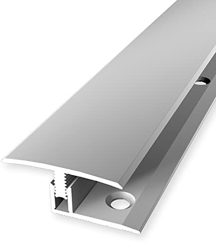 PROVISTON | Barre de seuil de rattrapage sol stratifié | Largeur 31,5 mm | Épaisseur revêtement 7-12 mm | Longueur 2700 mm | Profil en alu | Barre de jonction | Argent | 1 pièce