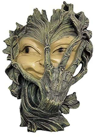 BAOFUYA Frauen Gesicht Skulptur Baum Gesicht Garten Ornament, Mystische Wandkunst für Zäune, Wände, Haushof