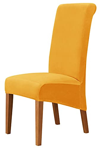 CZADMXP Stretch Stuhlhussen Für Esszimmerstühle, Velvet Große Stuhlbezüge Plüsch Stuhl Hussen Schonbezüge Sitzbezüge Für Esszimmer, Hotel, Bankett (Gold,6er Set)