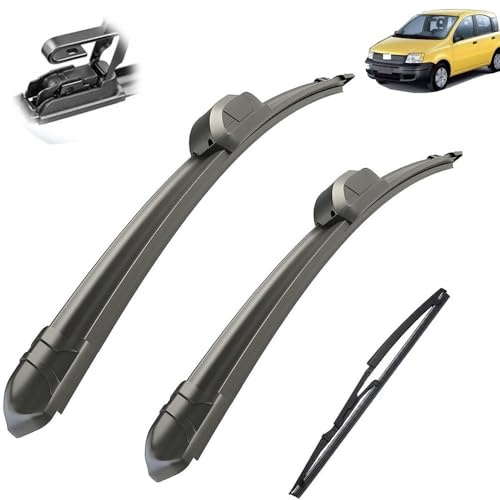 Essuie-glace de voiture compatible avec Fiat Panda 169 2003-2012 Balais d'essuie-glace avant arrière en caoutchouc souple for pare-brise automatique 22+16+132009 2010 2011 (Color : 3 wipers)