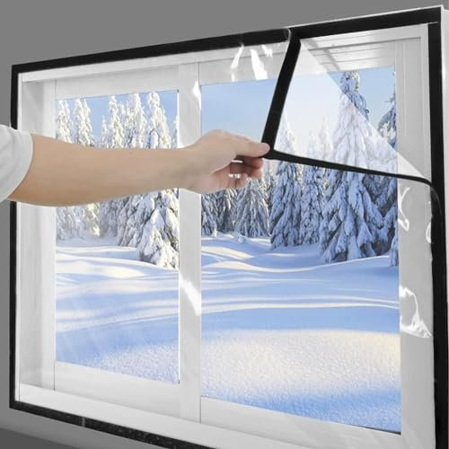 Window Insulation Film,Secondary Glazing Kit for Windows Thermal Window Film,Transparent Re-useable Insulation Window Cold Protection Covers,Draught Excluder,Waterproof (100cm x 250cm(39in x 98in))