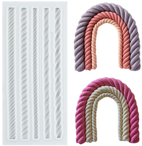 MINFEIDMS Hemp Rope Fondant Mould Rope Silicone Mould for Cake Decorating Cupcake Topper Chocolate Candy Gum Paste Polymer Clay