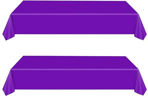2 Piezas Mantel Púrpura Profunda Plástico 137 * 274cm, Impermeable y Antimanchas, Rectángulo Mantel Desechable,Decoración de Mesa para Cumpleaños Infantil,Exterior Jardin,Fiesta,Bodas,Navidad